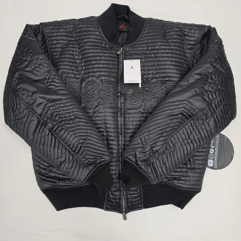 Jordan Flight Varsity Full Zip Quilted Black Jacket II5314-010 Men's Size Small